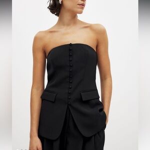 NAKD Button Front Bandeau Corset Top Black NWT Size 40/L